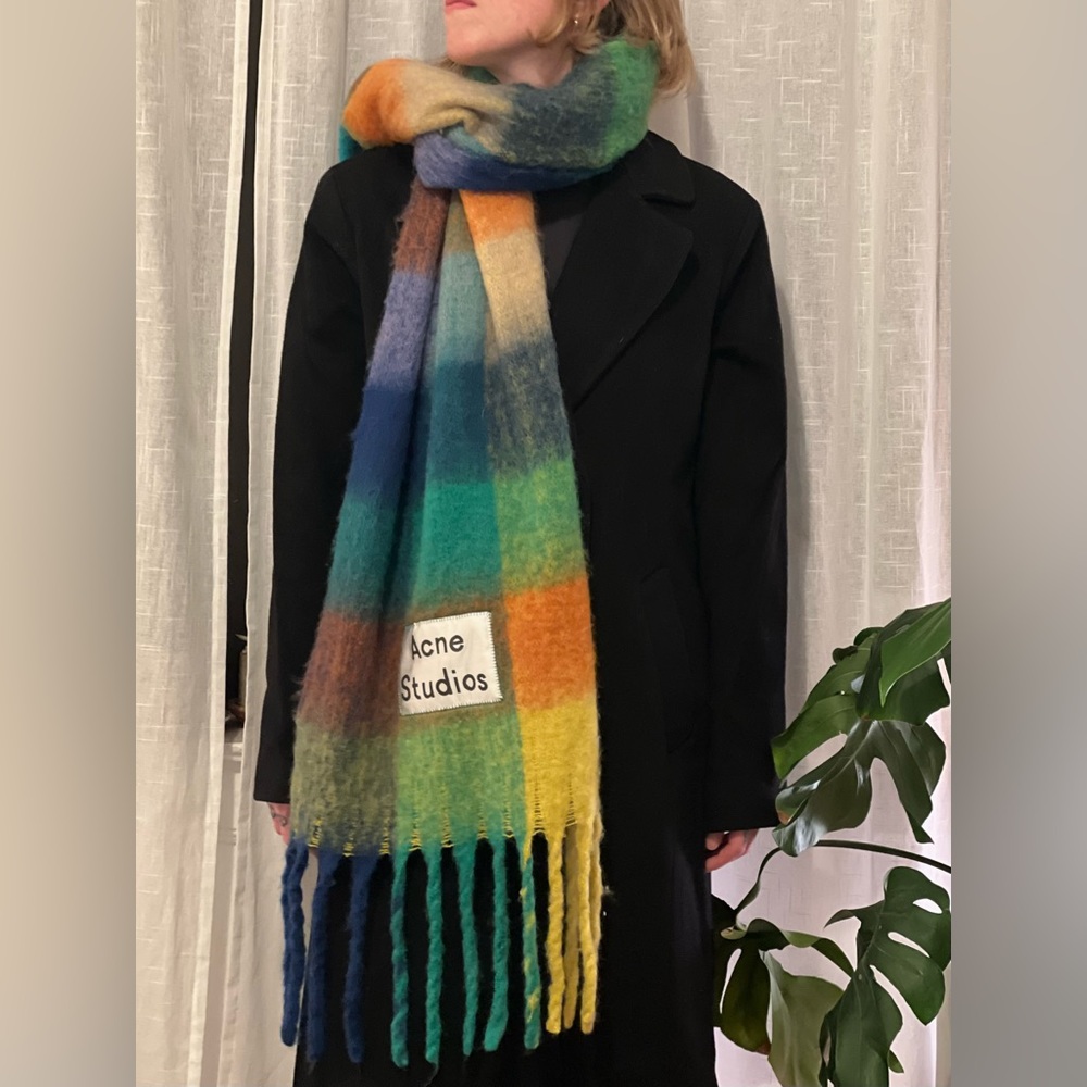 Acne Studios Oversized Plaid Scarf Mohair Wool - Italy